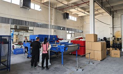YION Abrasive Pad Production Equipment - YION Scouring Pads Manufacturing Facility in Jiangmen, China: Automated Abrasive Production Line
